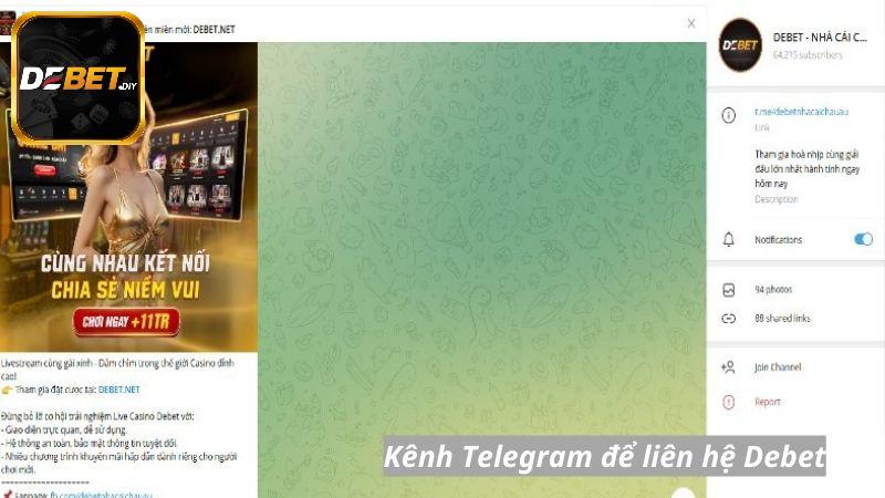 Kênh Telegram để liên hệ Debet